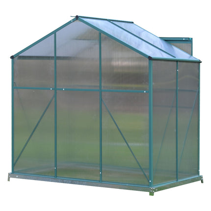4ft x 6ft Garden Greenhouse Aluminium Polycarbonate Green Plant Housing With Base