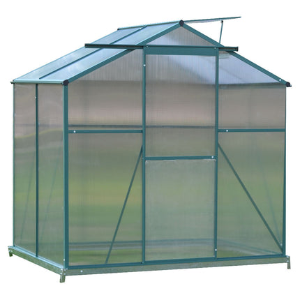 4ft x 6ft Garden Greenhouse Aluminium Polycarbonate Green Plant Housing With Base