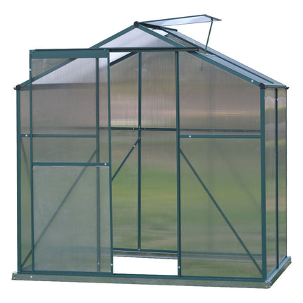 4ft x 6ft Garden  Greenhouse Aluminium Polycarbonate Green Plant Housing Without Base