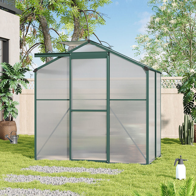 4ft x 6ft Garden  Greenhouse Aluminium Polycarbonate Green Plant Housing Without Base