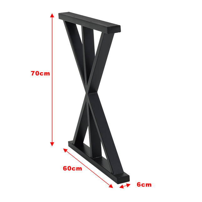 2pcs Black Metal Table Legs Industrial Table Legs 60x70cm