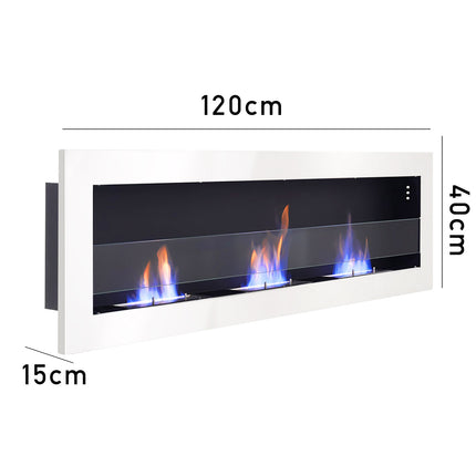 47-inch bio-ethanol fireplace installed on the wall with movable flames