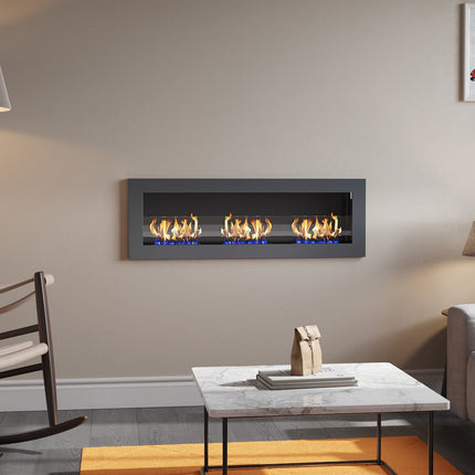 47-inch bio-ethanol fireplace installed on the wall with movable flames