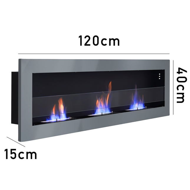 47-inch bio-ethanol fireplace installed on the wall with movable flames
