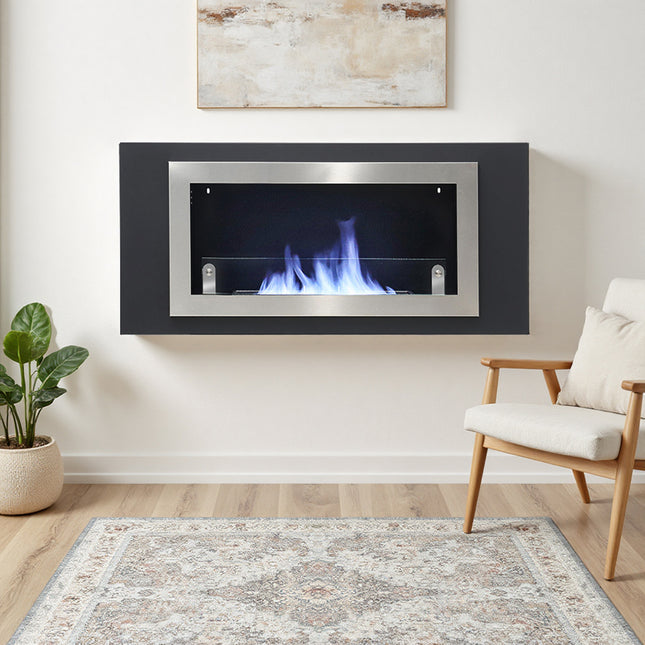 114.5cm Bio-Ethanol Mounted Biofire Fire Wall with Modern Home Deco Inset Fireplace