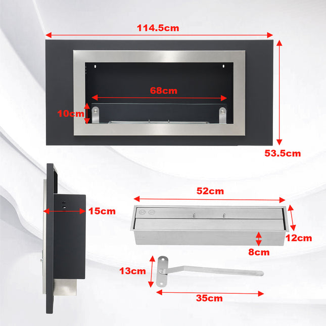114.5cm Bio-Ethanol Mounted Biofire Fire Wall with Modern Home Deco Inset Fireplace
