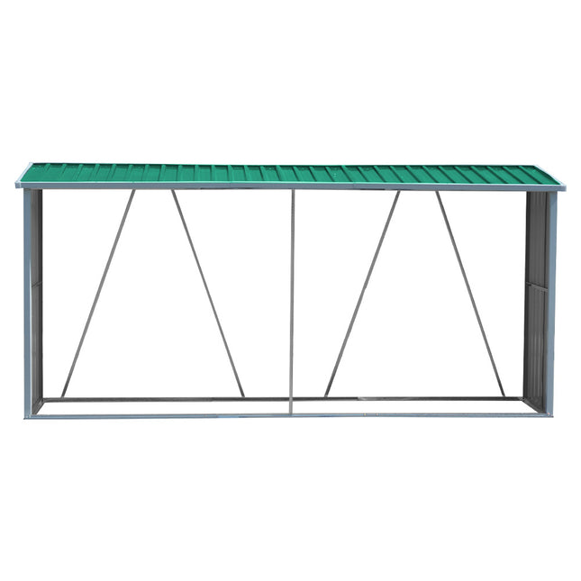 Green Zinc Steel Firewood Log Storage Shed