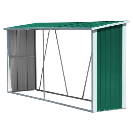 Green Zinc Steel Firewood Log Storage Shed