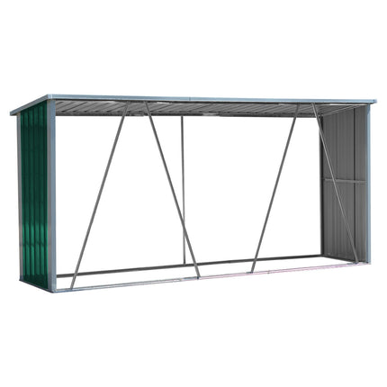 Green Zinc Steel Firewood Log Storage Shed