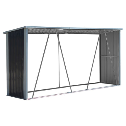 Charcoal Black Zinc Steel Firewood Log Storage Shed