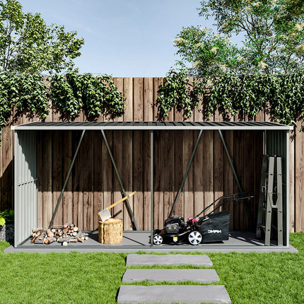 Charcoal Black Zinc Steel Firewood Log Storage Shed