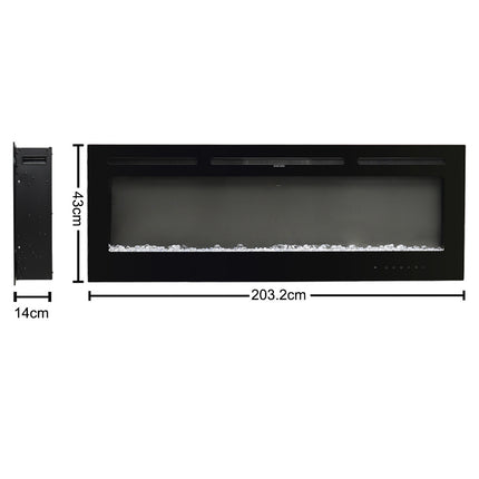 70/80 Inch Wall Mounted/Recessed Electric Fireplace with 12 Colours