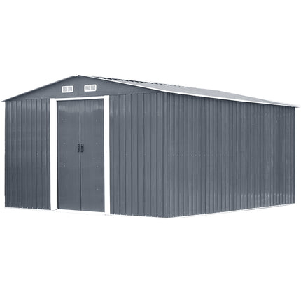 12ft x 10ft Metal Apex Roof Garden Shed Outdoor Storage House