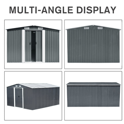 12ft x 10ft Outdoor Metal Garden Tool Shed, Black