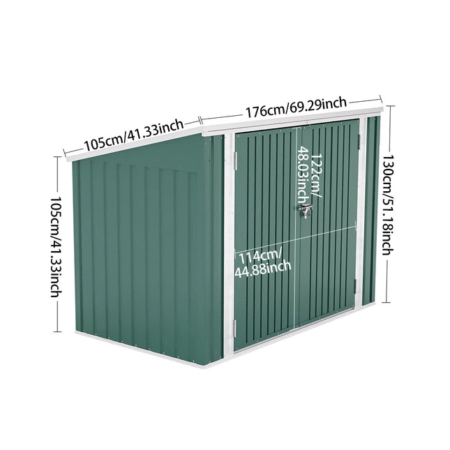 Steel Trash Can Recycle Bin Enclosure Storage Shed, Green