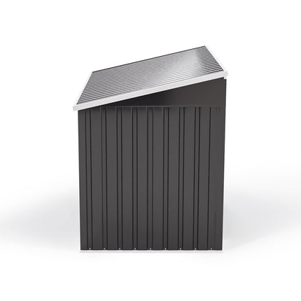 Steel Trash Can Recycle Bin Enclosure Storage Shed, Charcoal Black