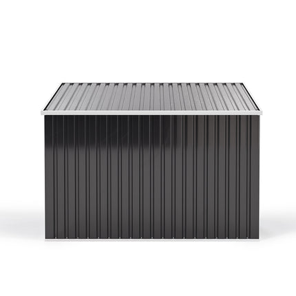 Steel Trash Can Recycle Bin Enclosure Storage Shed, Charcoal Black
