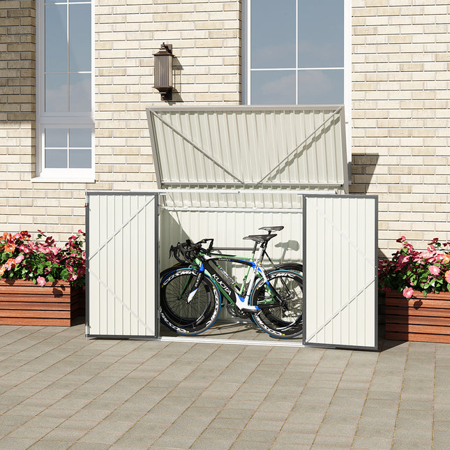 Steel Trash Can Recycle Bin Enclosure Storage Shed, Charcoal Black