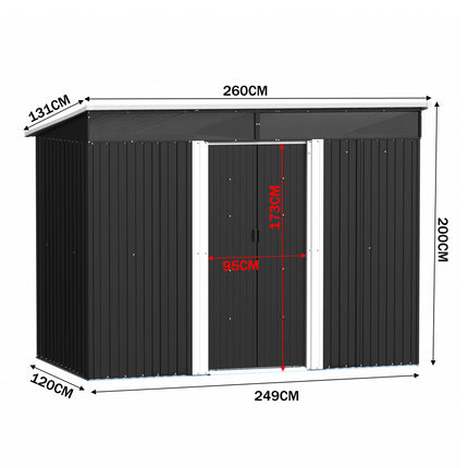 Garden Metal Storage Shed with Lockable Sliding Doors