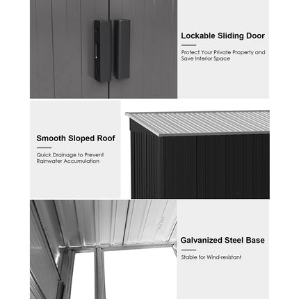 Garden Metal Storage Shed with Lockable Sliding Doors