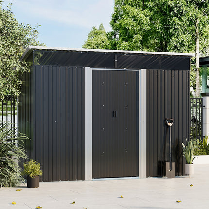 Garden Metal Storage Shed with Lockable Sliding Doors