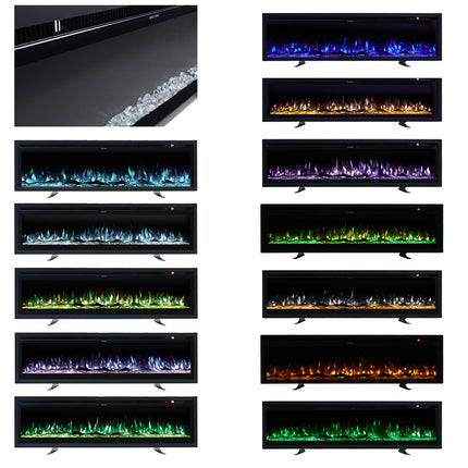 Freestanding/Wall Mounted/Recessed Electric LED Fireplace Heater