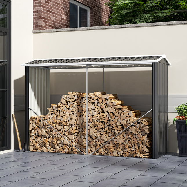 Anthracite Outdoor Garden Steel Log Storage Shed
