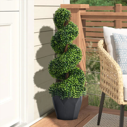 2 Pack Artificial Topiary Spiral Boxwood Tree Fake Plant 90cm