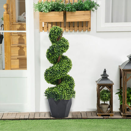 2 Pack Artificial Topiary Spiral Boxwood Tree Fake Plant 90cm