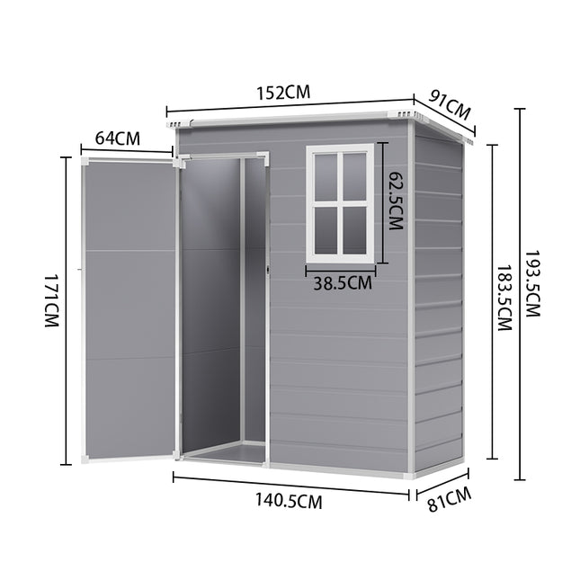 Plastic Outdoor Garden Tool Shed Grey
