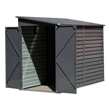 Light Grey Outdoor Steel Motorcycle Storage Shed 270 L x 144 W x 202cm H
