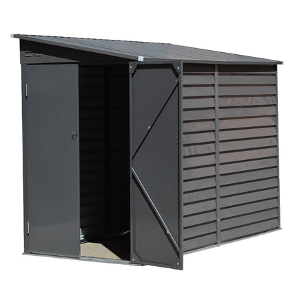 Light Grey Outdoor Steel Motorcycle Storage Shed 270 L x 144 W x 202cm H