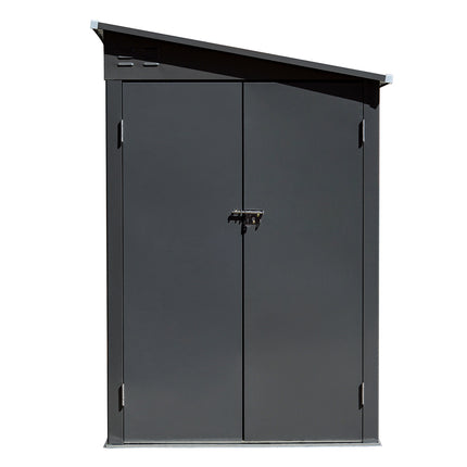 Light Grey Outdoor Steel Motorcycle Storage Shed 270 L x 144 W x 202cm H