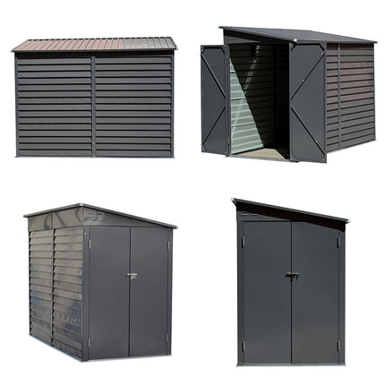 Light Grey Outdoor Steel Motorcycle Storage Shed