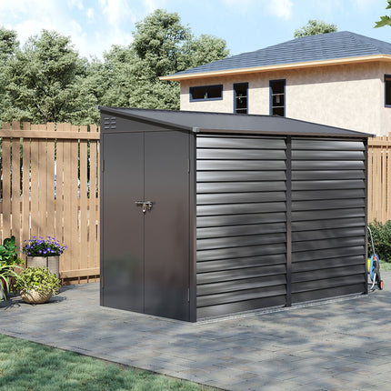 Light Grey Outdoor Steel Motorcycle Storage Shed