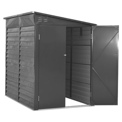 Charcoal Black Outdoor Garden Steel Storage Shed