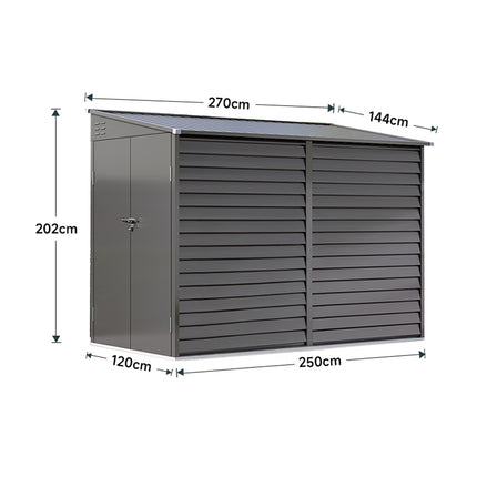 Charcoal Black Outdoor Garden Steel Storage Shed