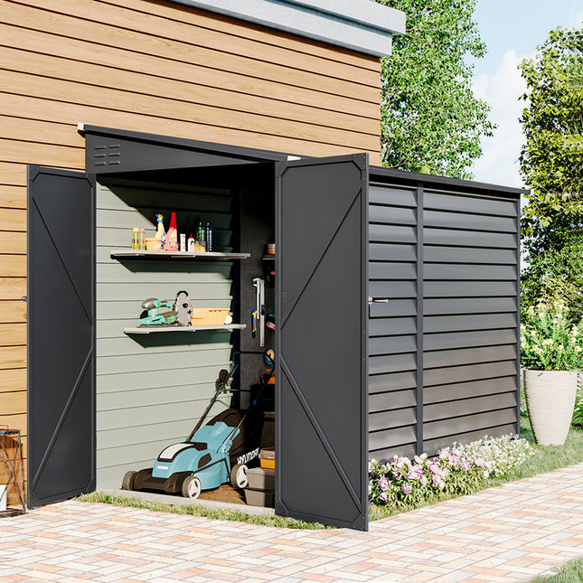 Charcoal Black Outdoor Garden Steel Storage Shed