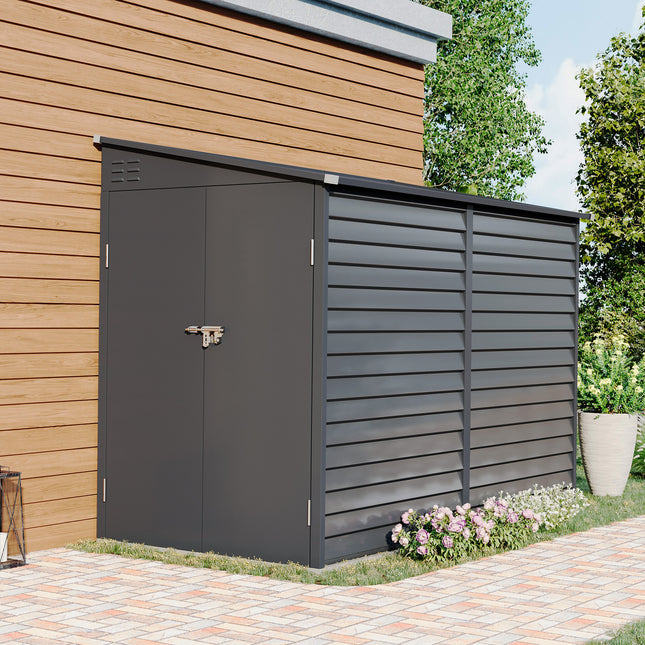 Charcoal Black Outdoor Garden Steel Storage Shed