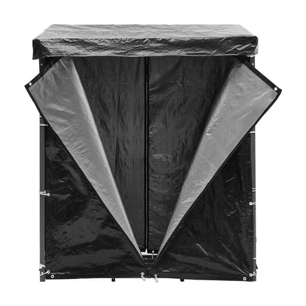Roofed Garden Metal Tube Firewood Rack 110cm Grey