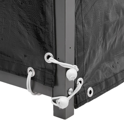 Roofed Garden Metal Tube Firewood Rack 110cm Grey