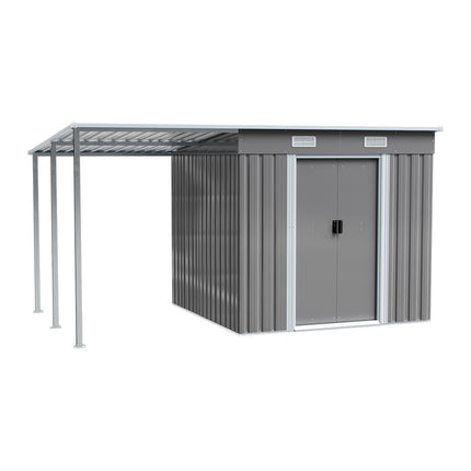 Outdoor Metal Storage Shed with Lean-to
