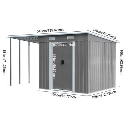 Outdoor Metal Storage Shed with Lean-to