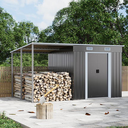Outdoor Metal Storage Shed with Lean-to