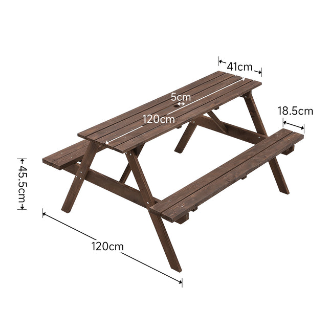120cm Solid Wood Rectangle Picnic Table and Bench Set