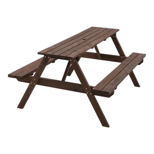 120cm Solid Wood Rectangle Picnic Table and Bench Set