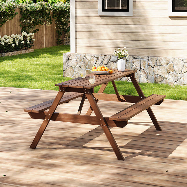 120cm Solid Wood Rectangle Picnic Table and Bench Set