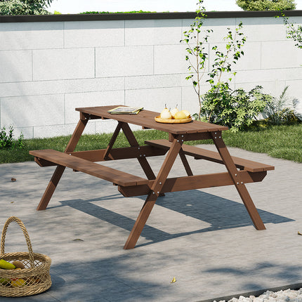150cm Solid Wood Rectangle Picnic Table and Bench Set