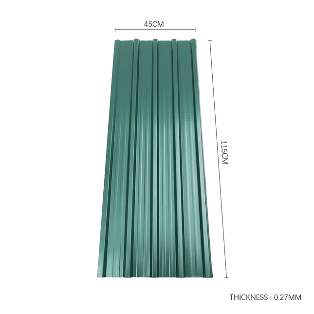 Dark Green Set of 12 Steel Corrugated Panels