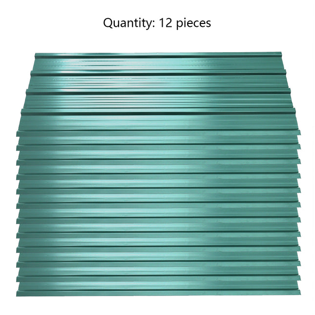 Dark Green Set of 12 Steel Corrugated Panels